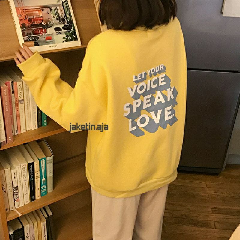 VOICE SPEAK Sweater Oversize Wanita - Sweater Crewneck - Sweatshirt Wantia