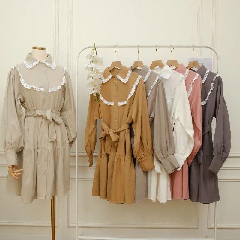 Atasan kemeja tunik linen rami crinkle