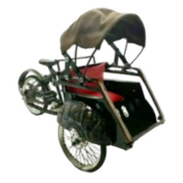 (BISA COD) MINIATUR BECAK JAWA TRADISIONAL BAHAN LOGAM BESI 28x21x12 cm - PAJANGAN DEKORASI RUMAH