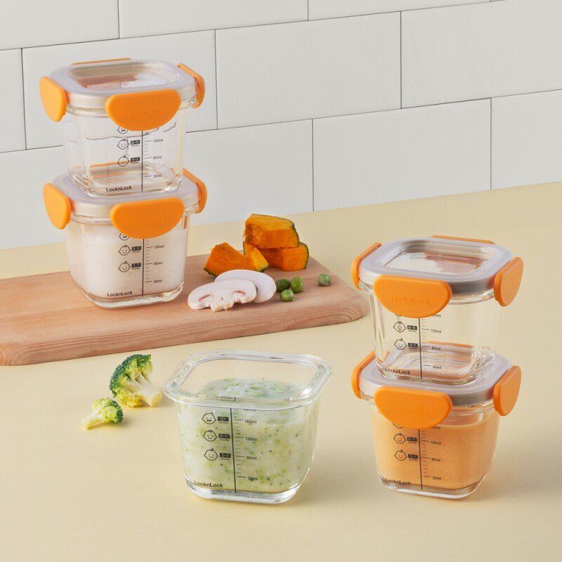 Lock &amp; Lock Baby Food Container Glass set 3 pcs 230ml 260ml Tritan Cap / Lock n lock Tempat Makan Bayi