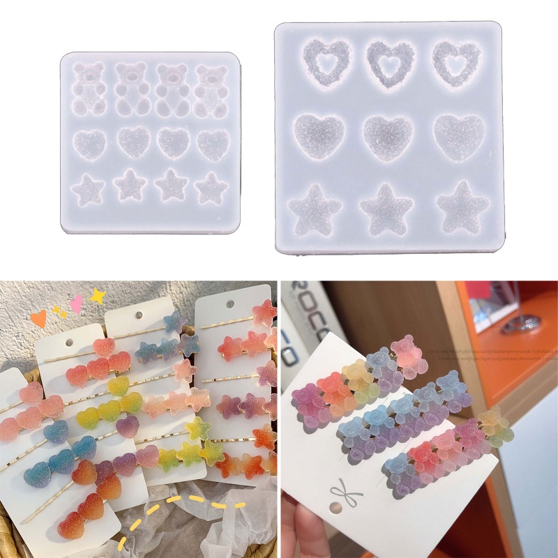 Siy Cetakan Resin Epoksi Bentuk Kartun Beruang / Bintang / Hati Bahan Silikon Untuk Craft DIY