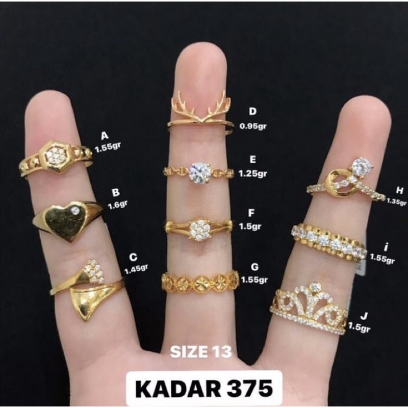 Cincin Emas Asli -S13 - Cincin Emas Kadar 375 - Toko Emas - Toko Mas asli - Perhiasan Cincin Emas