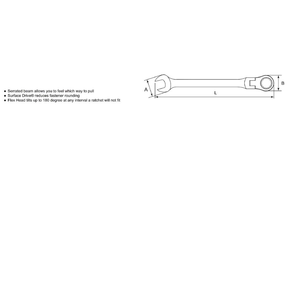 Flex Head Ratcheting Ring Pas 16 mm - Flex Head Ratchet Combination Wrenches 46407 SATA TOOLS