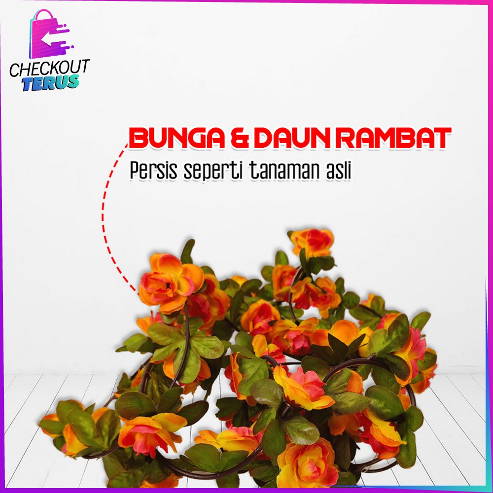 CT C685 C688 Bunga Rambat Plastik Peony Juntai Mawar Dekorasi Dinding Tanaman Hias Artificial Flower Rose Daun Gantung Multifungsi