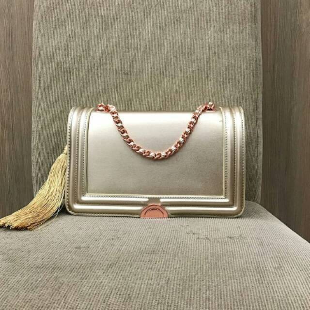 Tas pedro genuine chain bag fashion big temperament  tassel ribbon