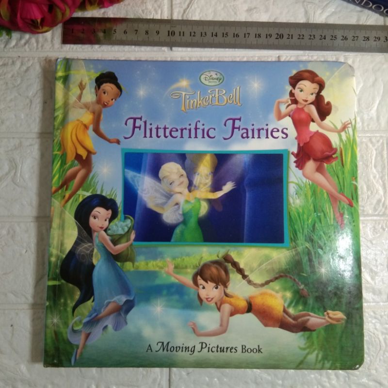 Buku anak boardbook preloved second bekas Disney Tinkerbell FLITTERIFIC FAIRIES A Moving Pictures Bo