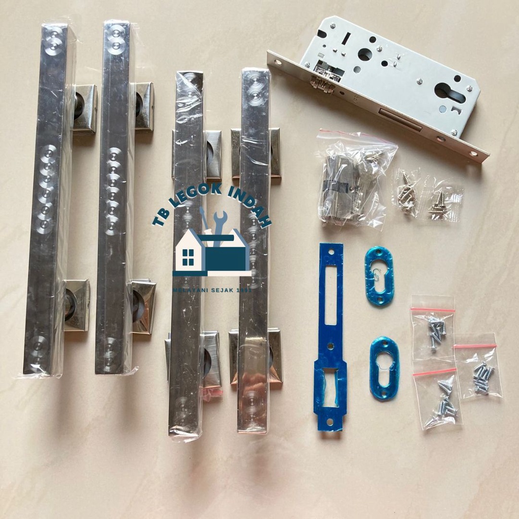 SATU SET KUNCI 4 HANDLE PINTU RUMAH 33 CM MOTIF GRAFIR MINIMALIS DAN MODERN / TARIKAN PINTU STAINLES