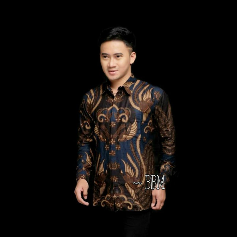 kemeja batik pria lengan panjang motif iroman series size m l xl xxl terlaris dan termurah