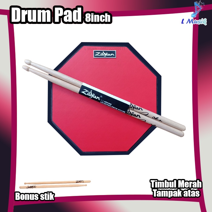 PAD DRUM 8IN LATIHAN STICKING DRUM PAD