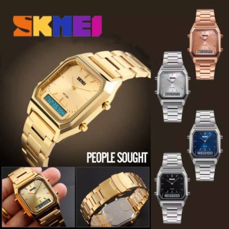 SKMEI 1220 Men's Retro Luxury Quartz Watch Three Time Zone Fashion Wristwatch