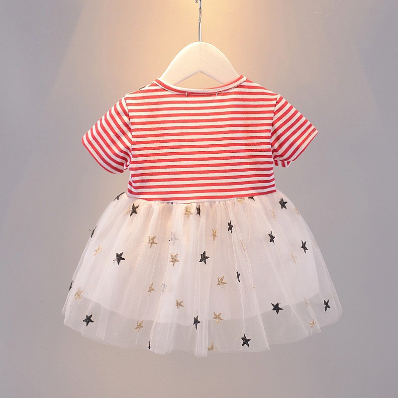 KF Cat Dress anak tutu mini gaun pesta anak/bayi perempuan import 3 bln-2 thn Star lucu katun & kasa-4
