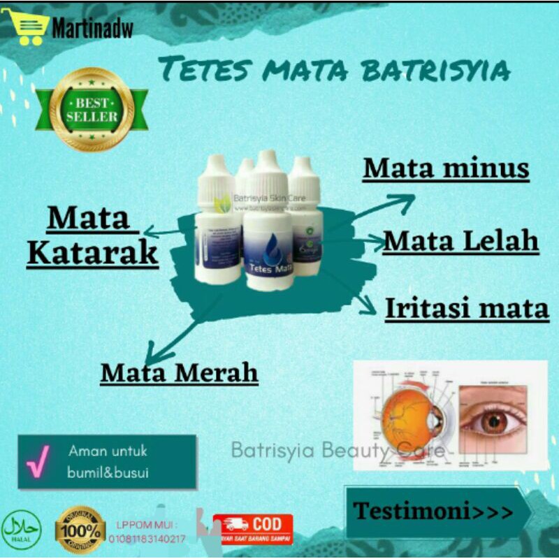 obat Tetes mata Batrisyia Herbal untuk mata minus, rabun katarak, trimbilan, merah, dan iritasi