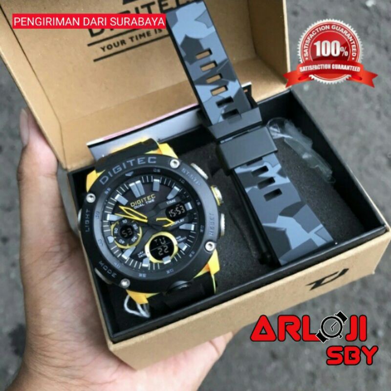 JAM TANGAN PRIA DIGITEC DA 2094 FREE RUBBER ORIGINAL WR