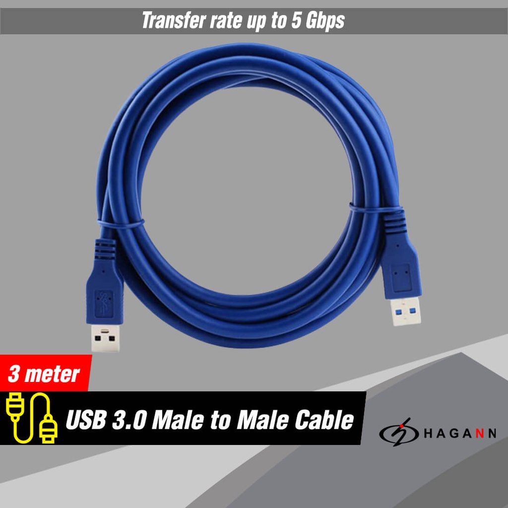 Kabel USB 3.0 Male to Male Extension Sambungan Perpanjangan 3M Cable 3 Meter Extention