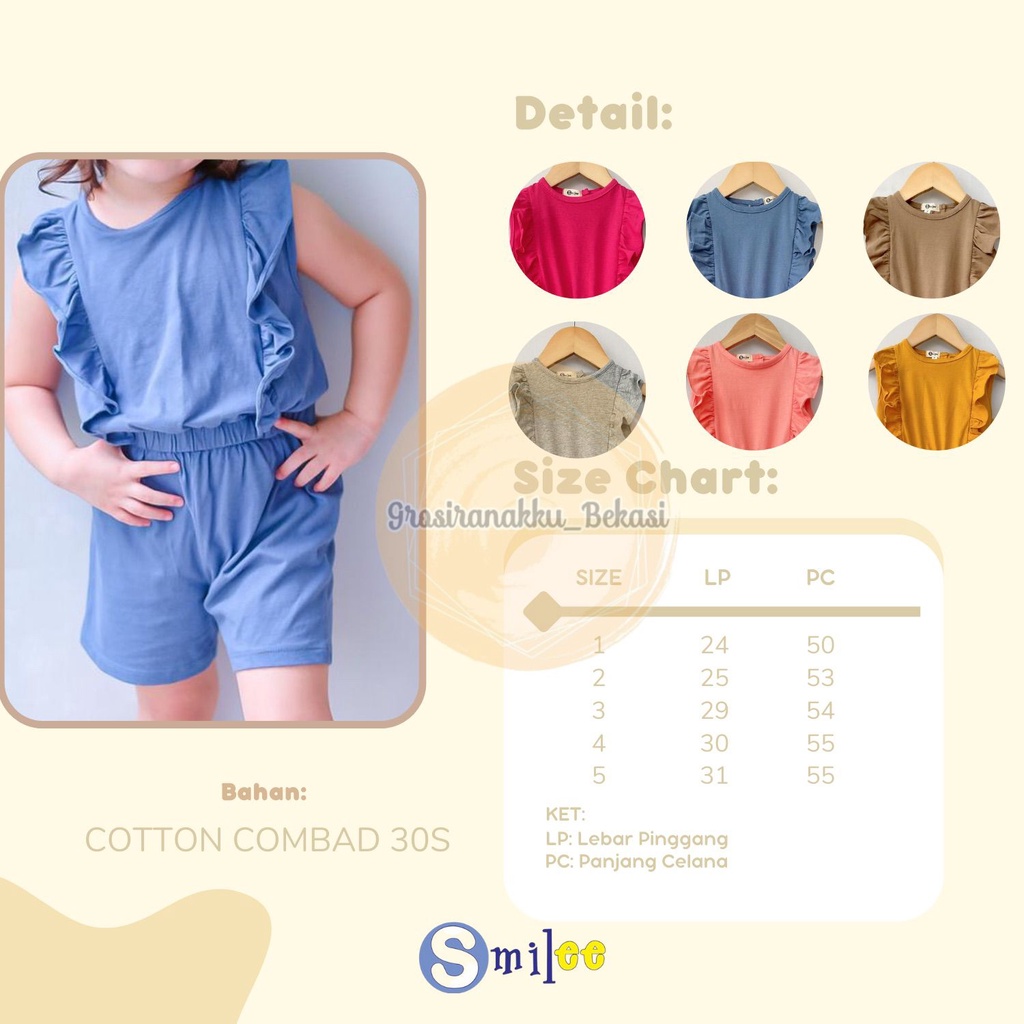 Jumpsuit Anak Smilee Nada Polos Warna Coklat Size 1-5Tahun