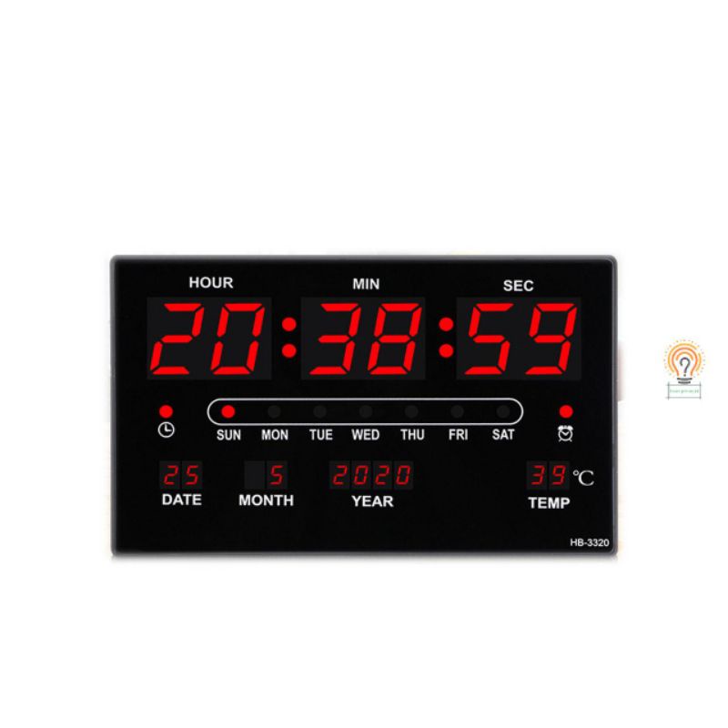 Jam Digital Dinding / Jam Digital Meja Clock LED Merah/ Biru/ Hijau JH 3222