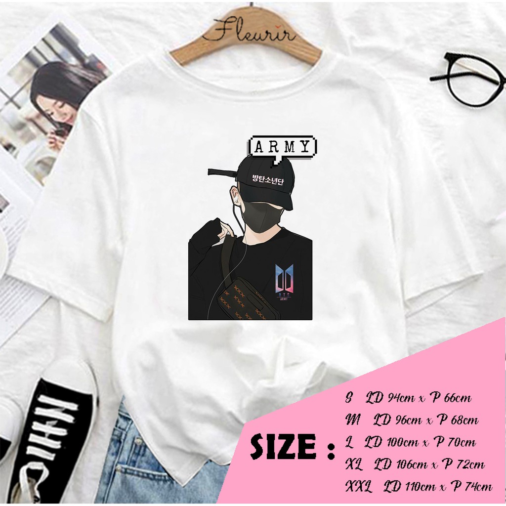 FLEURIR - KAOS KPOP  ARMY 2 WANITA DEWASA LENGAN PENDEK TEE UNISEX WANITA