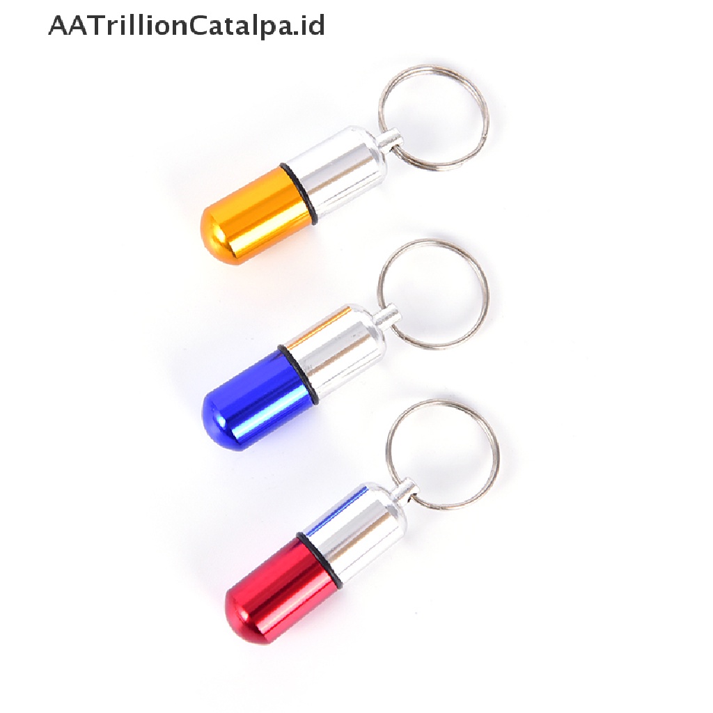 Aatrillioncatalpa Gantungan Kunci Botol Kontainer Obat Mini Bahan Metal Anti Air