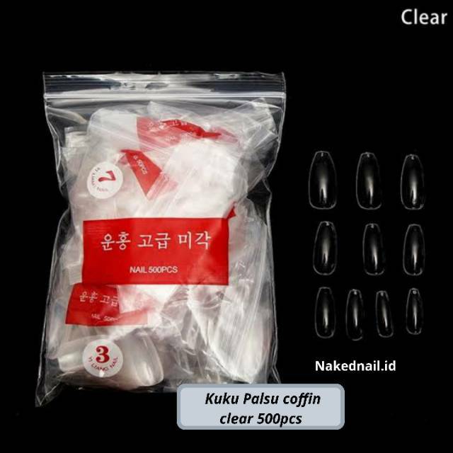 Kuku palsu Coffin Fake nails coffin clear 500 pcs nailart nailgel