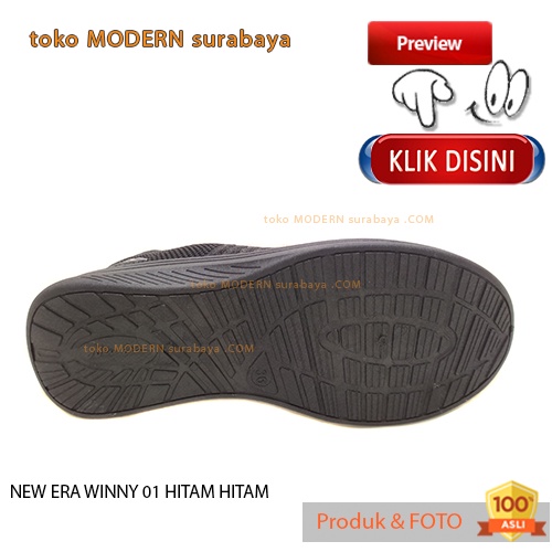 Sepatu anak casual slip on kain rajut NEW ERA WINNY 01 HITAM HITAM