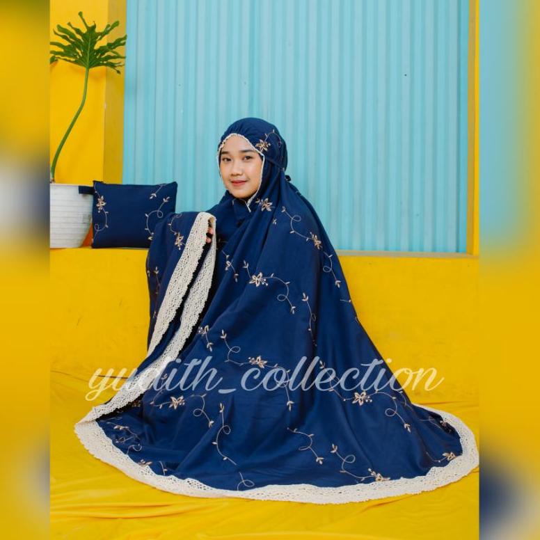 ド Mukena Dewasa Bordir Bunga Serangkai - Mukena Jumbo - Mukena Katun Bordir - Mukena Traveling ㆉ