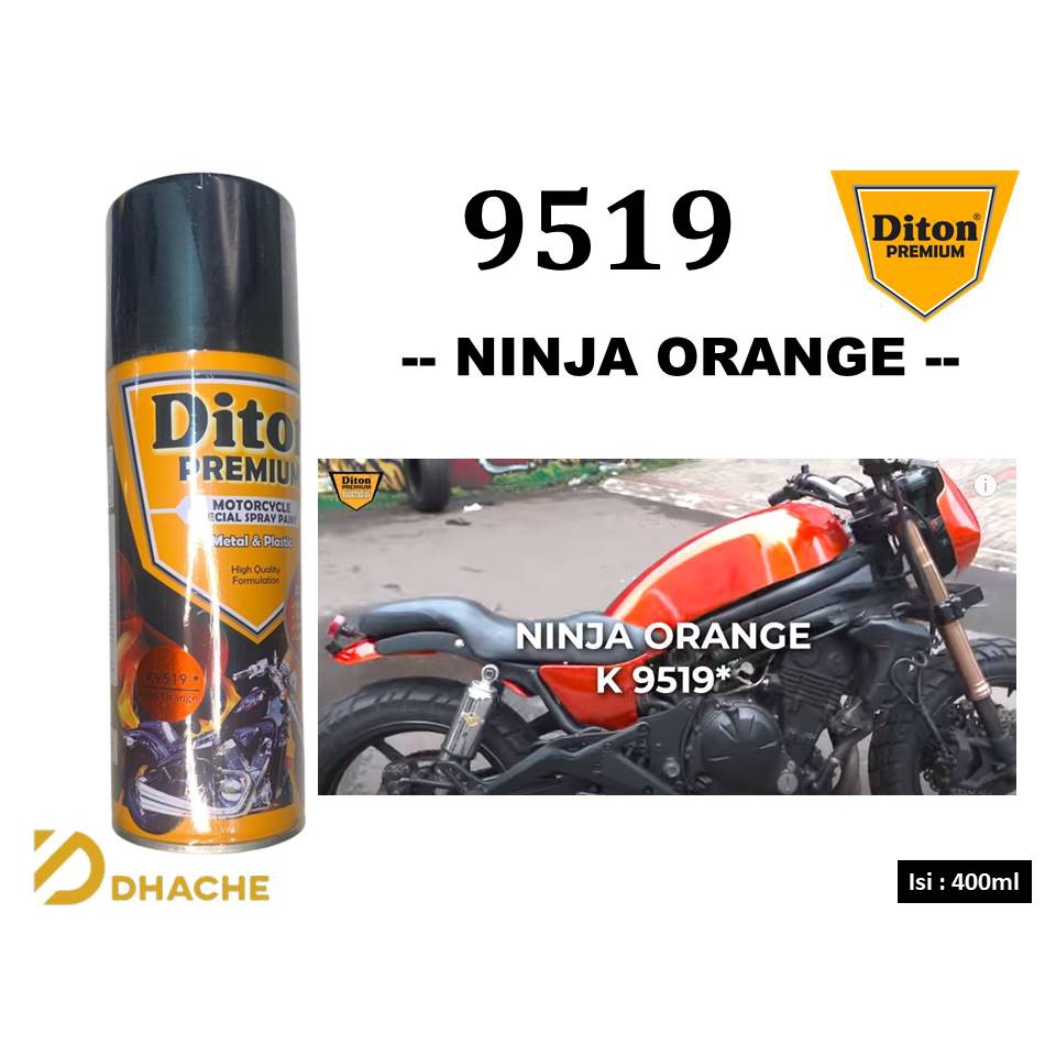 Cat Pilox Diton Premium Kawasaki Ninja Orange 9519 400ml Warna Oranye Oren Kilap pilok pylox pylok