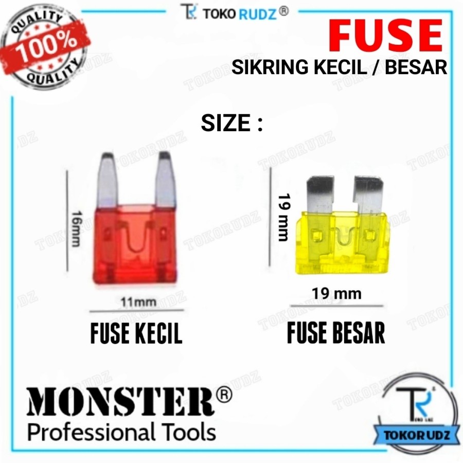 Sekring Tancap Fuse Kecil Besar 10A 15A 20A 25A 30A Sikring Skring Motor Mobil