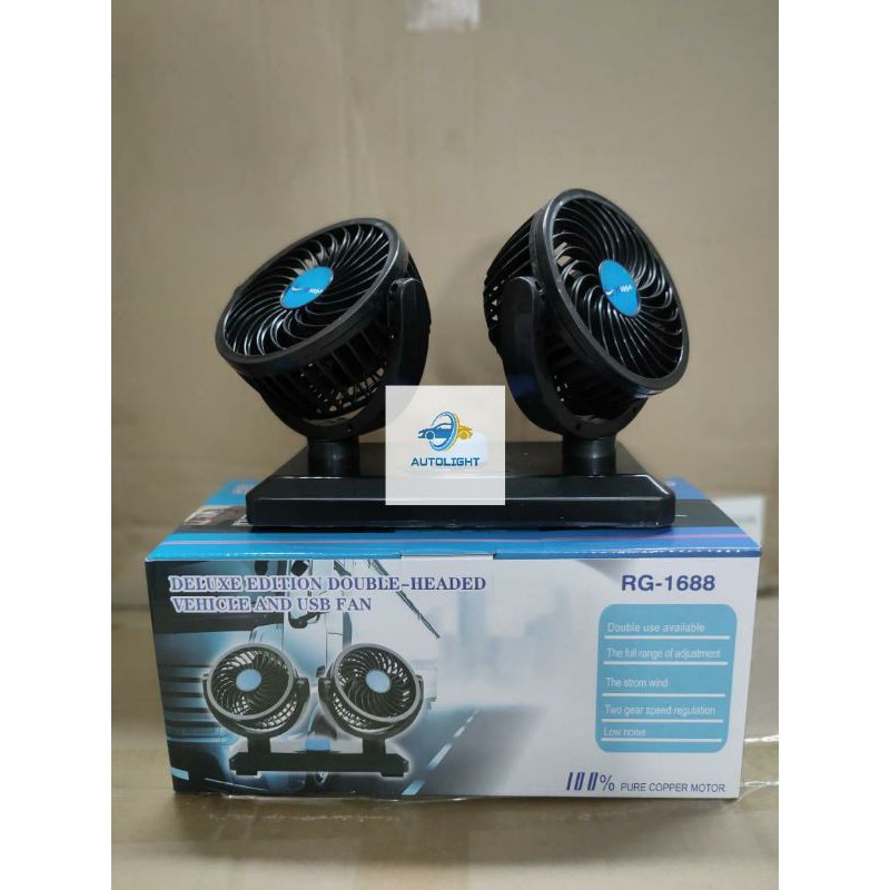 Kipas Angin Mobil 12V &amp; 24V Doublle Headed Fan Aksesoris Mobil Interior