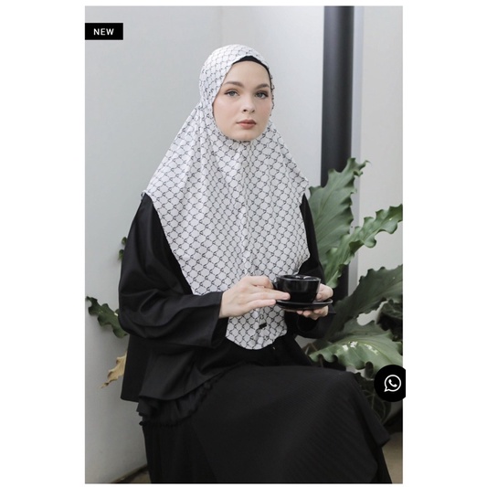 Monogram Hijab Veil White - Vivi Zubedi