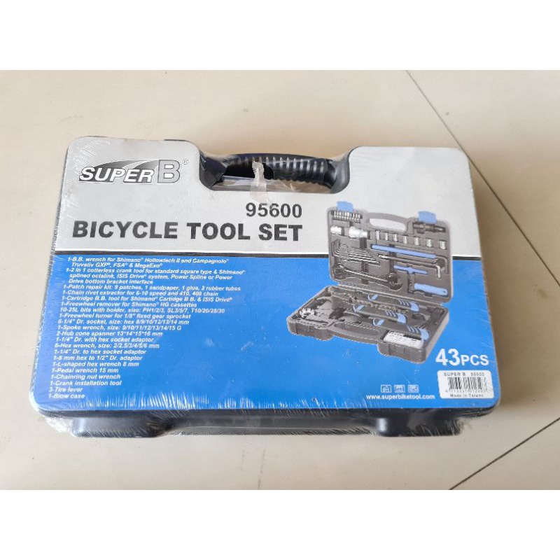 Tool Set Super B Komplit Tools SuperB Seri 95600 Lengkap 43 in 1 Bicycle Toolset Sepeda Koper Tas Tools Peralatan Alat Alat Servis Sepeda