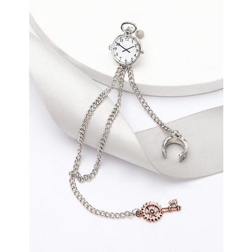 LRC Anting Tusuk Fashion Silver Pocket Watch Key Long Earring Single K01303