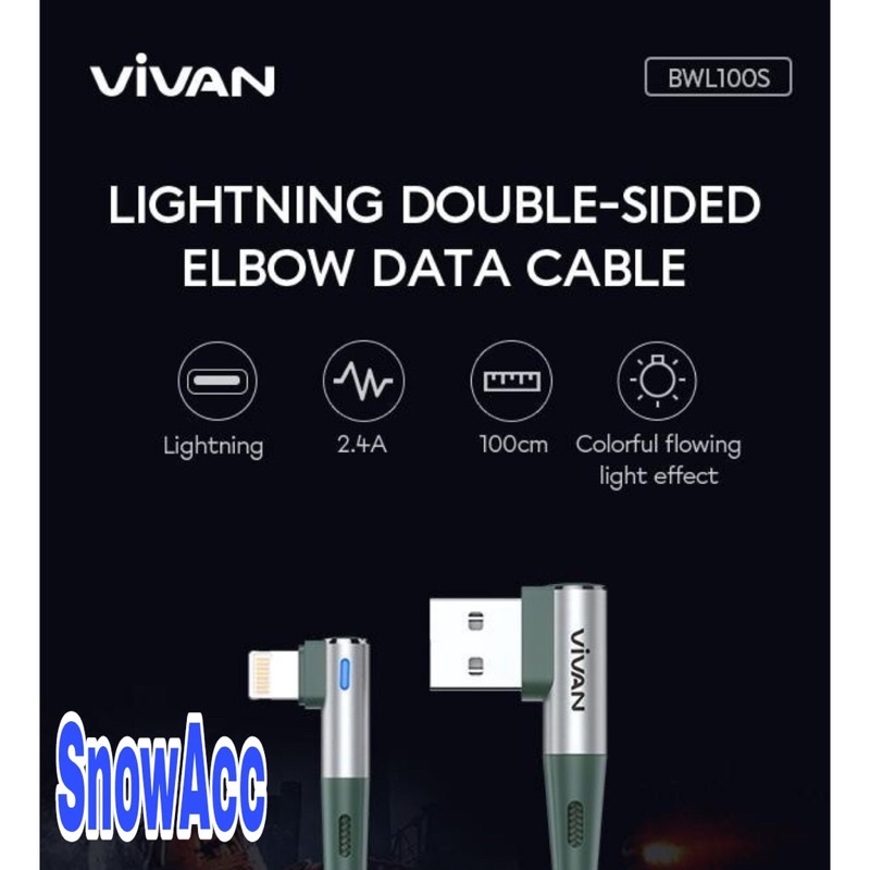 VIVAN Kabel Data LIGHTNING iPhone BWL100S Kabel Data Fast Charging 2.4A Original Garansi Resmi