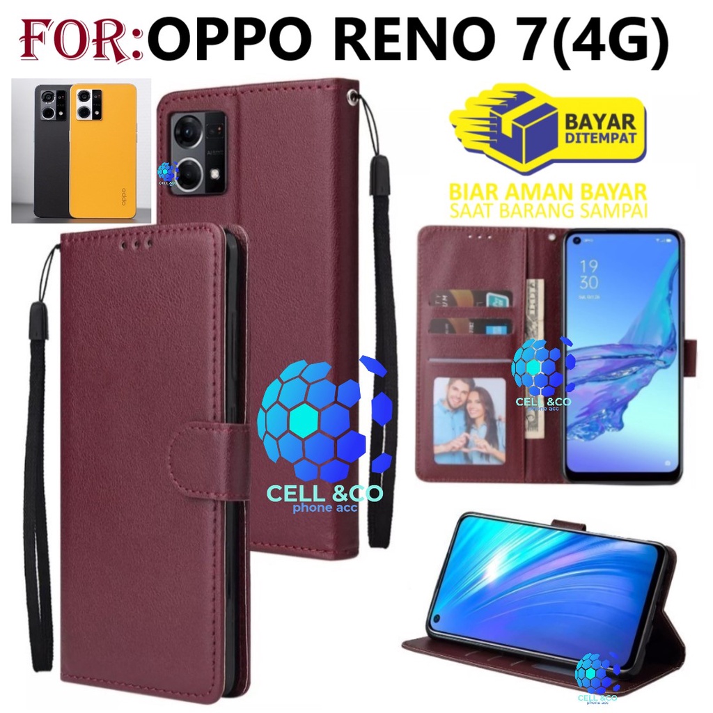 NEW OPPO RENO 7 4G CASE FLIP WALLET LEATHER KULIT PREMIUM SARUNG BUKA TUTUP FLIP CASE OPPO RENO 7