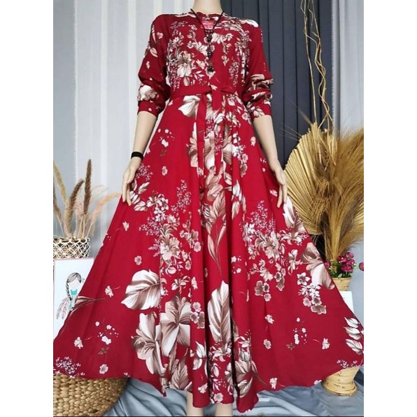 GAMIS MUSLIM JUMBO MOTIF BUNGA SEPATU TERBARU 2022 BAHAN KATUN
