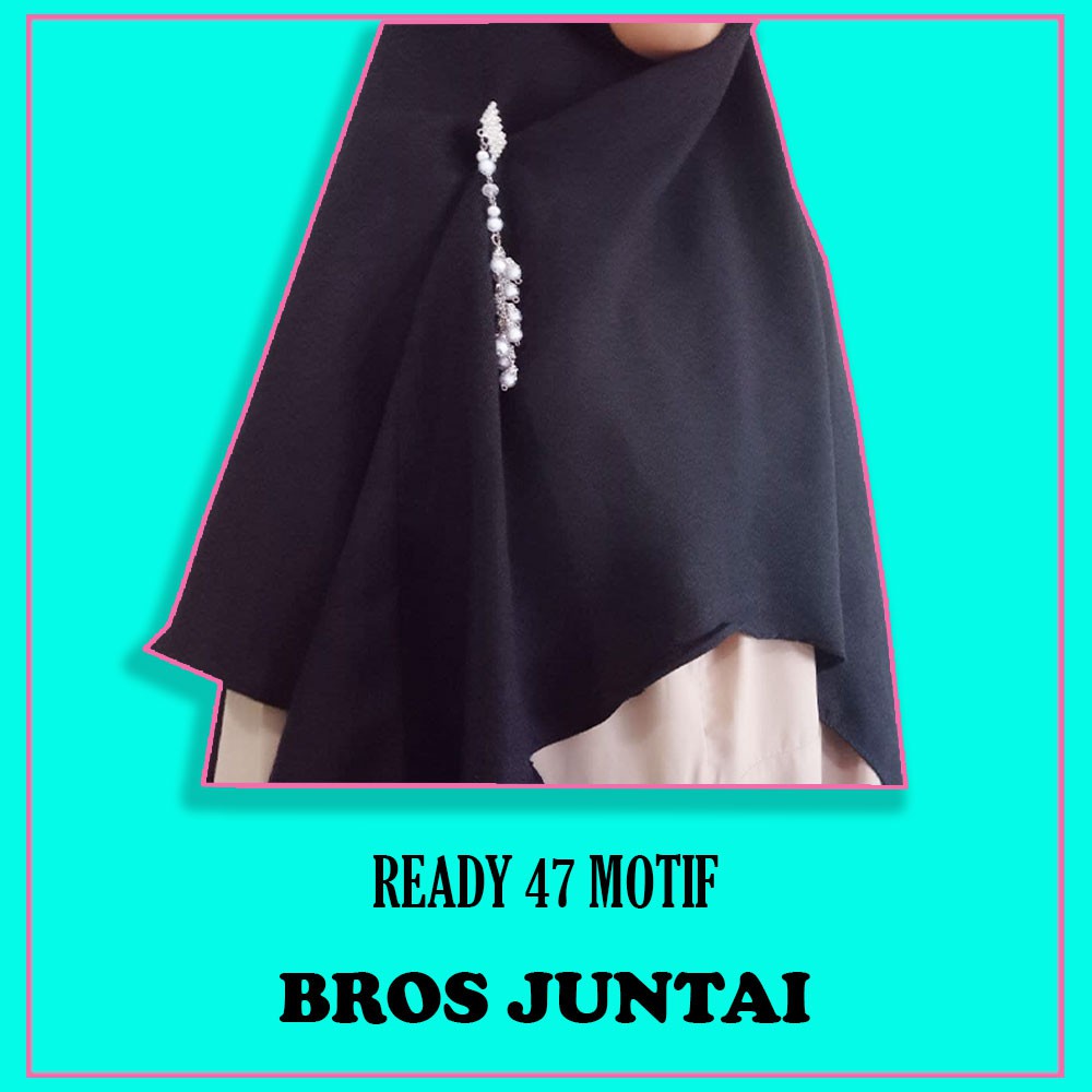 Bros Dagu Hijab Jilbab Juntai Panjang Mutiara Hitam Silver Mewah