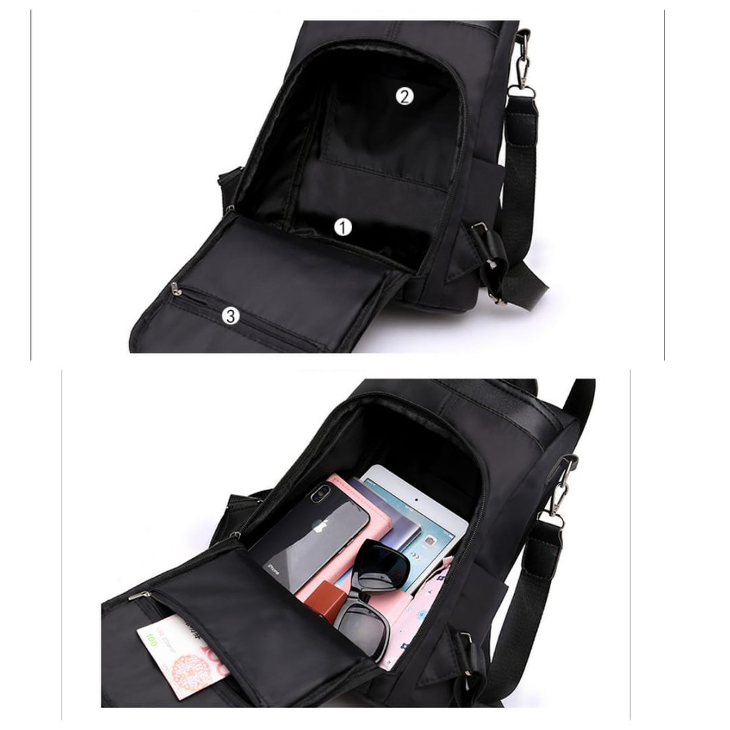 TAS RANSEL WANITA ANTI AIR BACKPACK KULIAH ATLAS HITAM TA253B5 PUNGGUNG SEKOLAH IMPORT FASHION KOREA