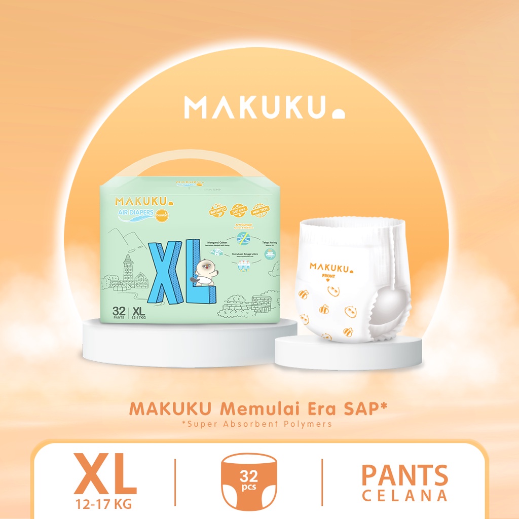 MAKUKU Air Diapers Comfort+ Pants XL32 / Popok bayi