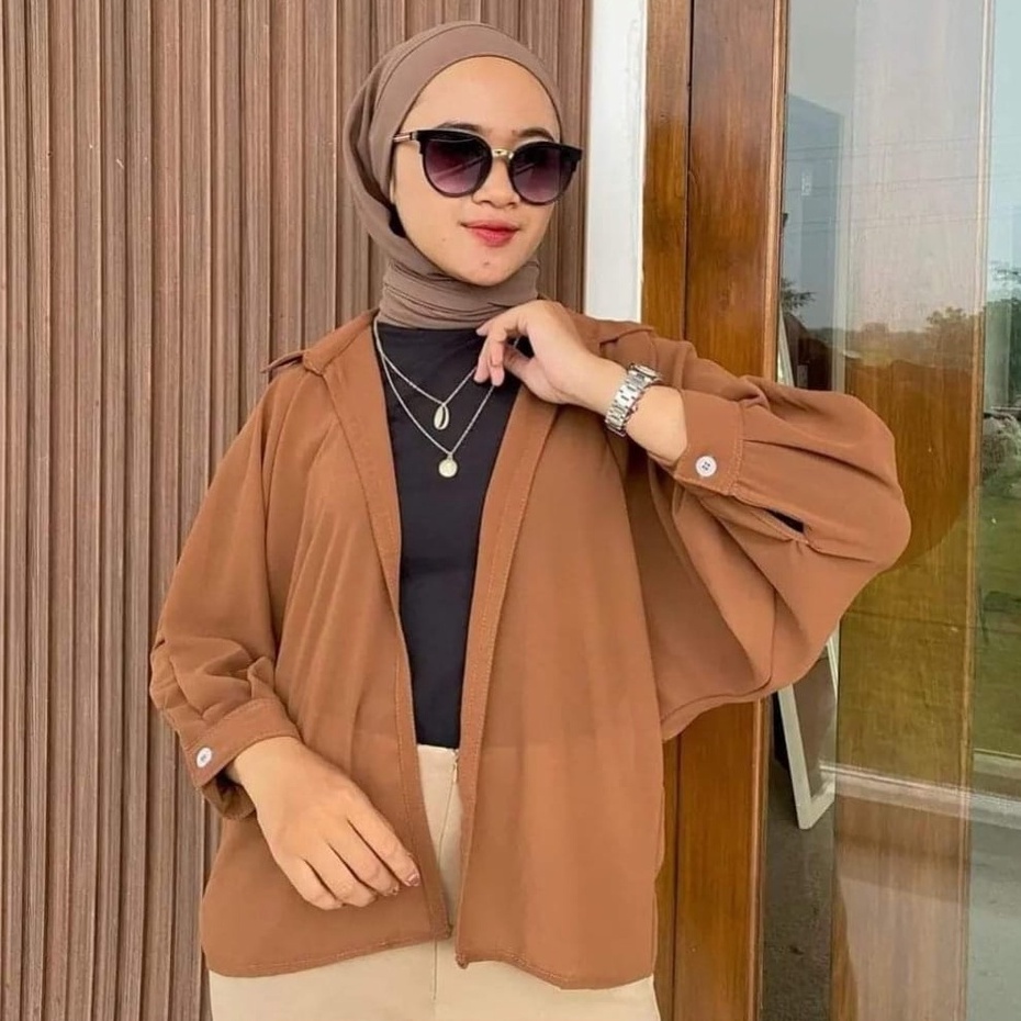 Felecia Basic Outer Atasan Wanita || KEMEJA WANITA OUTER || OUTER CERUTY BABYDOOL | YOLA OUTER CARDIGAN BATWING