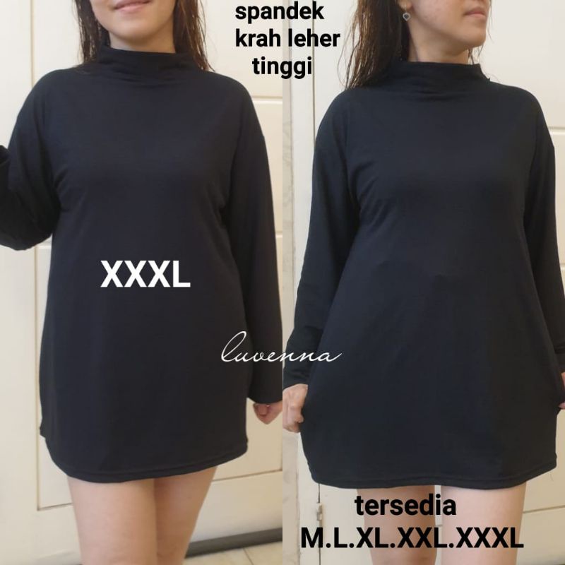 spandek krah leher tinggi ukuran M.L.XL.XXL.XXXL jumbo tgn panjang