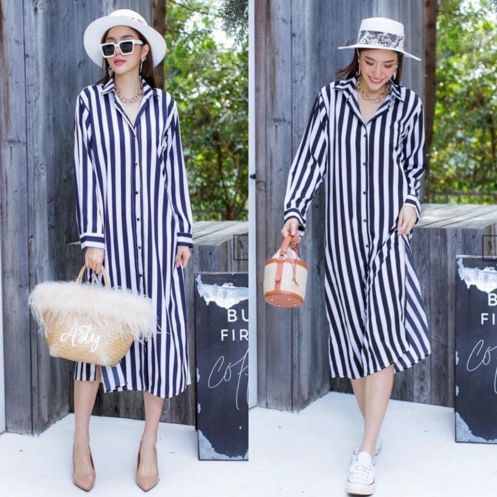 Baju Long Tunik Salur Tunik Panjang Muslimah Model Casual Terkini