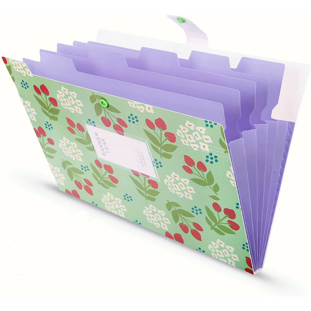 [Elegan] File Folder Expandable Perlengkapan Sekolah Organizer Meja File Organizer Tutup Snap Ukuran A4 Floral File Folders