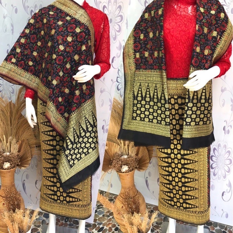 SONGKET TENUN TANGAN LIMAR ANTIK MENTOK ORI HITAM - ILHAM SONGKET PALEMBANG