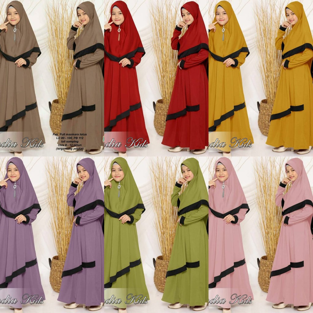 S,M,L,XL (3-12 thn) – NANDIA SYARI KIDS (6 pilihan warna 4 size) gamis anak wanita muslim