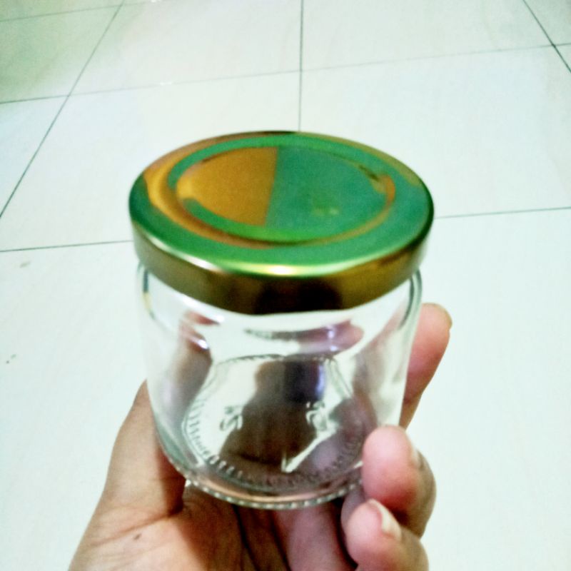 GELAS KACA TUTUP GOLD 100 ML HARGA UNTUK 1 PCS