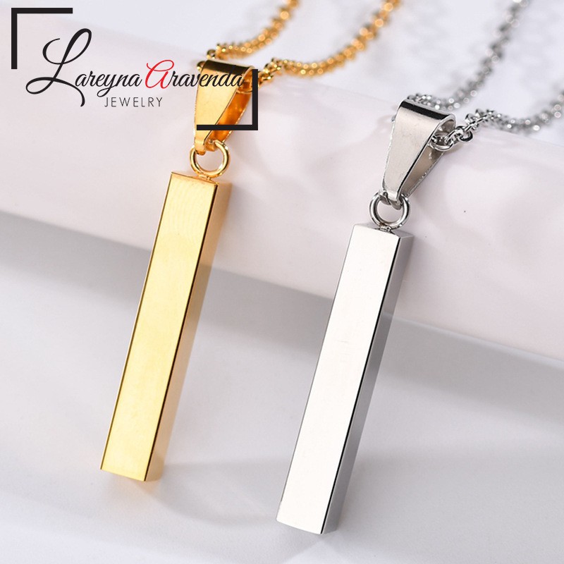 Kalung &amp; Liontin Unisex Titanium Awet Selamanya Model Batang Vertikal Harajuku KL070