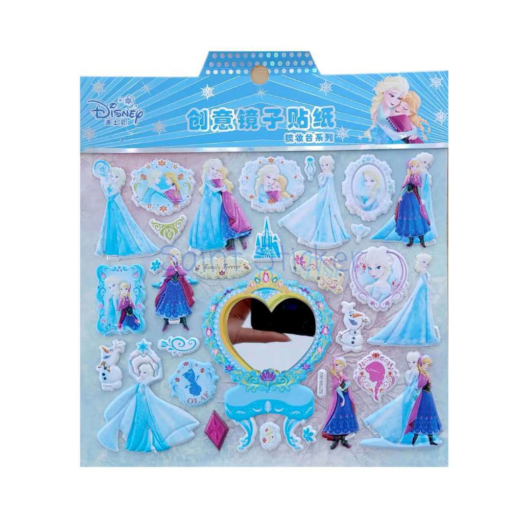

Sticker Cermin Gambar Tempel Kaca Stiker Timbul Anak Karakter Disney Princess Anna Elsa Frozen Isi 2 Lembar