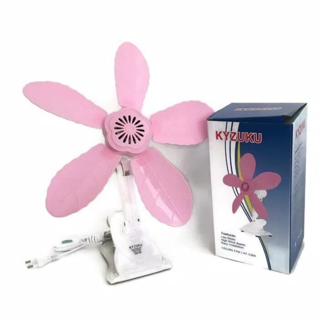 KIPAS ANGIN JEPIT KYUZU 29 WATT 5 BALING ( DINDING , JEPIT , BERDIRI ) WARNA PINK