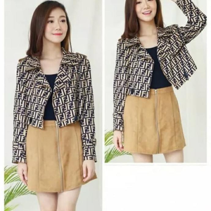 BAJU ATASAN WANITA / JAKET WANITA / JAKET CROP - FASHION FENDI {PRODUK TERBARU}