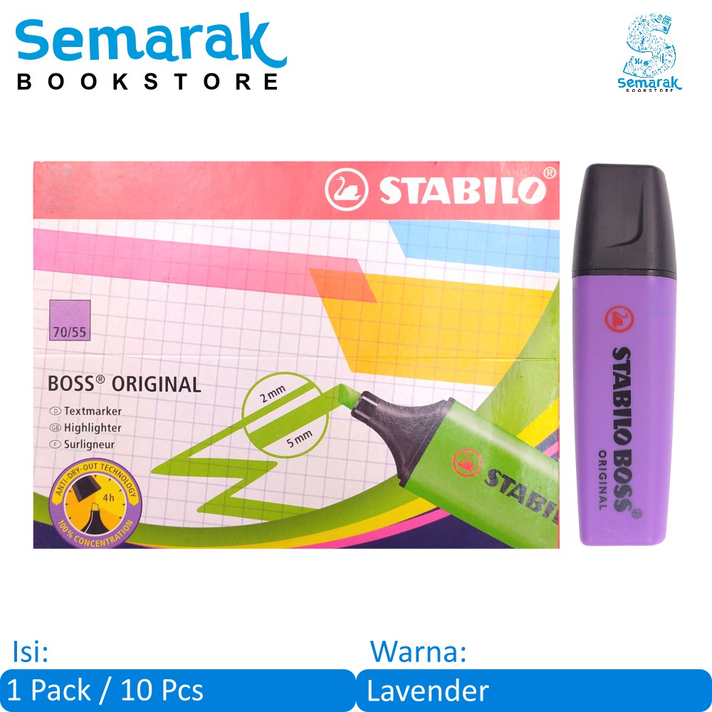 

Stabilo 70/65 Boss Original Highlighter - Lavender [1 Pack / 10 Pcs]