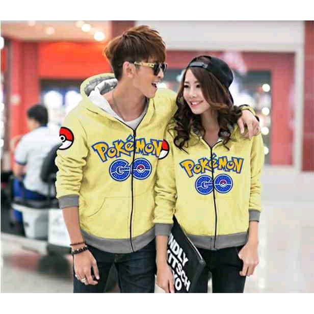 Couple jaket hoodie pokemon go yellow Baju Couple murah pakaian couple murah baju pasangan murah